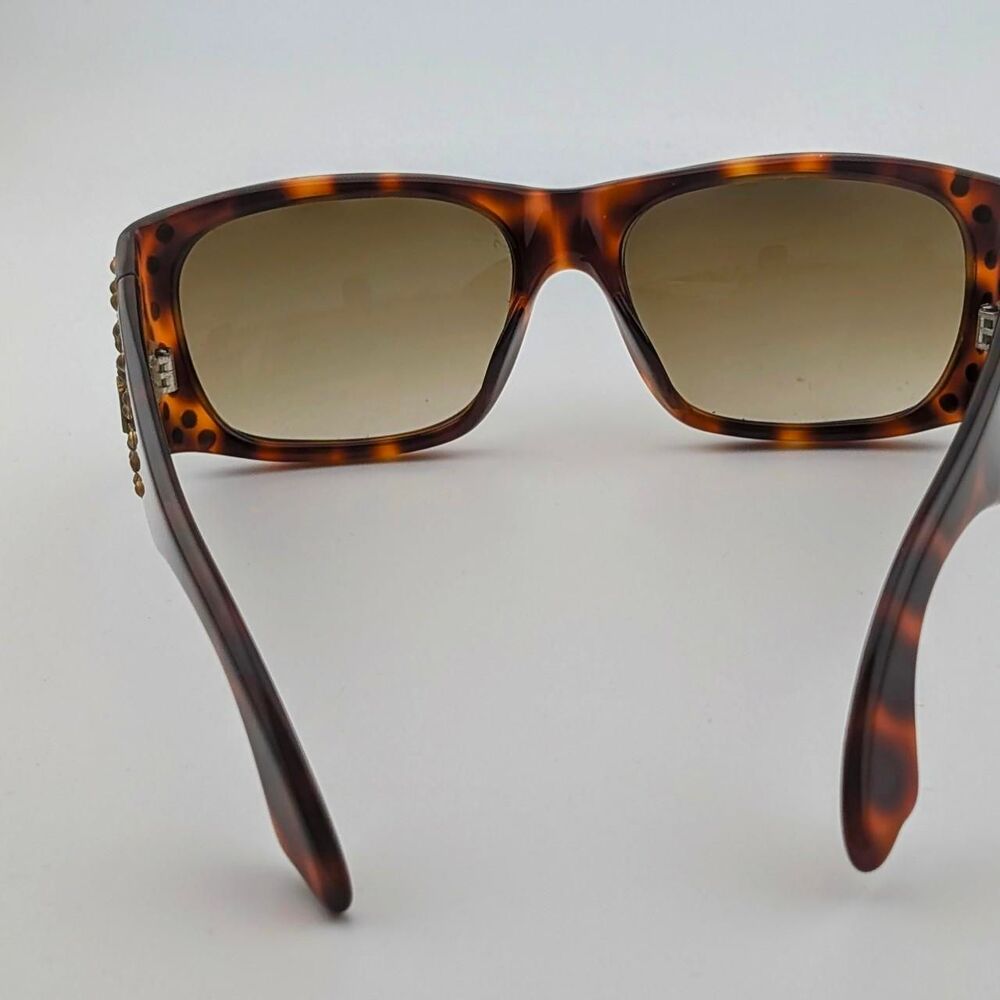 Vintage Emmanuelle Khanh Tortoise Sunglasses with Gold Studs Ultra Rare Paris - Picture 7 of 8